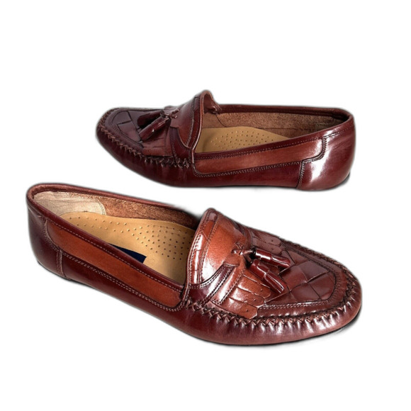 Giorgoio Brutini Shoes Mens 9 D Brown Leather Hand Stitched Tassels Kiltie - Picture 1 of 7